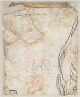 A 016 verso
          <br/>
          Enkele schetsen (het hoofd van Haman)
          <br/>
          <em>Michelangelo Buonarroti (1475-1564)</em>